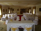 White Chair Cover with Gold Organza Sash